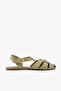 Green Genuine Leather Women's Strappy Cage Sandals - 5