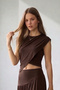 Asymmetrical Cut Draped Summer Blouse Stylish Casual Women's Top - 2