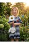 Girl's Summer Camisole Dress with Bag, Ruffled, Anti-Sweat Cotton, Strawberry, Navy Blue, White Stripes - 2
