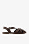 Brown Genuine Leather Women's Strappy Cage Sandals - 4
