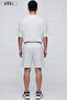 Men's Oversize Basic Unisex T-Shirt Shorts Set Gray Melange Summer Comfortable Fit - 4