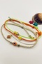 4 Pieces Bohemian Style Fish Crab Heart Evil Eye Tassel Figured Orange Green Anklet Set - 2