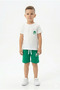Baby Boy & Child Top and Bottom Set White Printed T-Shirt Green Shorts - 4