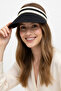 Women's Black Straw Crown Visor |   Hijab Compatible Summer Beach and Tennis Hat - 3