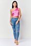 Women Asymmetric One Shoulder Textured Tank Top, Pink - 3