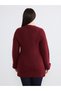 Alita City Farkıyla Soulife Burgundy Knitwear Plain Midi Women's Cardigan - 4