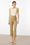 Oil Green Patterned Relaxed Fit Stylish Design Women's Trousers - 3