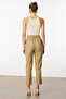 Oil Green Patterned Relaxed Fit Stylish Design Women's Trousers - 5