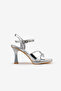 Silver Platform Heeled Ankle Strap Women's Heeled Shoes - 2