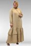 66002 Plus Size Skirt with Ruffled Sleeves and Elastic Muslin Fabric - Beige - 5
