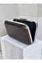 Brown Silver Detailed Thick Crocodile Patterned Women's Evening Dress Bag Wedding Engagement Graduation - 4