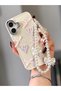 iPhone 16 Phone Case with Strap/Charm 3D Bow Decorated Ecru Color - 2