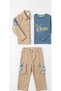 Flower Embroidered Tulle Linen Top and Bottom Set - 3