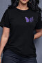 Women's Purple Butterfly Oversize T-Shirt with Writing on the Back Trendy Design 100% Cotton - 2