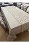 Openwork Embroidered Cappucino Color Linen Tablecloth: the Meeting of Nature and Elegance for Your Tables - 2