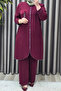 Women's Clothing Plus Size Stoned Bronched Crepe Fabric Double Set - 8
