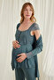 Clothing Lace Front Buttoned Maternity 3-Piece Viscose Pajama Set - 5
