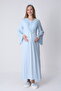 White Lace Guipure Cotton Viscose Maternity Set - Spanish Style Nightgown with Sleeves 2-Piece Set - 2