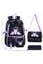 Korean Kawaii Kuromi Themed Black Girls' Elementary School Backpack, Thermal Lunch Bag and Pen Holder Set