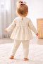 23504-26 Baby Girl Rabbit Printed Polka Dot Tights Long Sleeve Casual Comfortable 2-Piece Set - 8