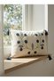 Decorative Daisy Flower Patterned Punch Embroidered Tassel Decorated Hidden Zipper Throw Pillow Cover 35X55Cm - 3