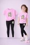 Mother Daughter Matching Leggings - T-Shirt Set 100% Cotton Printed Flexible Comfortable Casual Sporty Combination