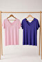 2 Pieces Front and Back V-Neck Basic T-Shirts