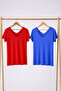 2 Pieces Front and Back V-Neck Basic T-Shirts