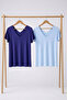 2 Pieces Front and Back V-Neck Basic T-Shirts