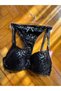 Women's Suede Textured Embossed Padded Underwire Bra and Panty Set with Stone Straps - 2