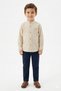 Baby Boy Cream Long Sleeve 100% Cotton Linen Shirt