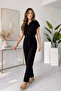 Women's Black Belt Detailed Short Sleeve Summer Linen Jumpsuit - 3
