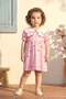 Girl's Cotton Pink Striped Heart Embroidered Collared Dress - 3