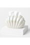 Shell Shape Tissue Box Holder with Tissue, Iridescent White Ceramic Facial Tissue Dispenser, Boho Na