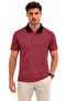 Men's Pique Fabric Polo Collar Patterned T-Shirt Short Sleeve Summer T-Shirt - Red - 4
