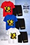 Children's Pikhacu Headphone Half Custom Printed Crew Neck 3-Piece T-Shirt - Shorts Set