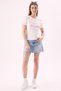 Crep Women's Goddess Spirit Stone Printed T-Shirt Crew Neck Short Sleeve Slim Fit Cotton Ribbed Ecru - 6