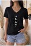 Star and Moon Printed Women's Oversize V-Neck T-Shirt