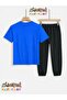 Spider Visual Printed Top-Bottom Tracksuit/T-Shirt Two-Piece Children's Set (Pocketed Tracksuit Pants) - 2