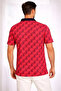 Men's Pique Fabric Polo Collar Palm Patterned T-Shirt Short Sleeve Summer T-Shirt - Red - 2