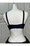 Women's C Cup Striped Patterned Gathering Navy Blue Bra - 3