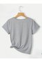 Women's Oversize V-Neck T-Shirt with Bird Feather Print - 2