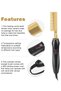 Gold Plated Heated Styling Comb Electric Hot Straightening Heat Comb Ceramic Curling Flat Iron Curle - 4
