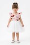 Baby Girl Birthday Party Wedding Dress Double Suit Short Sleeve Floral Bow Tulle Lined - 5