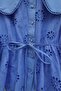 Baby Collar, Elastic Waist, Lace-Up, Embroidered, Lined, Linen Look Suit - Blue - 8