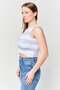 Women Round Neck Sleeveless Stripe Top, Multicolor - 4