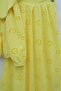 Baby Collar, Elastic Waist, Lace-Up, Embroidered, Lined, Linen Look Suit - Yellow - 4