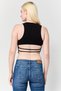 Women Round Neck Sleeveless Embellished Tank Top, Black - 4