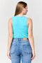 Women Solid Sleeveless Tank Top, Turquoise - 2
