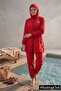 Hijab Swimsuit Fully Covered 4-Piece Set Water-Repellent Quick-Drying Parachute Fabric Includes Cap and Scarf